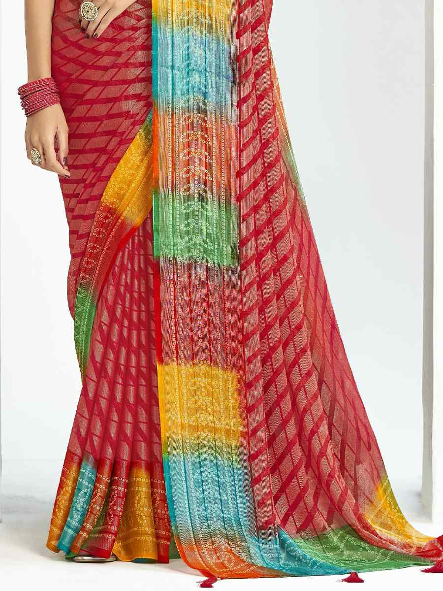 Red Silk Handwoven Festival Wedding Fancy Heavy Border Saree