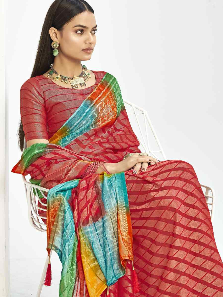 Red Silk Handwoven Festival Wedding Fancy Heavy Border Saree