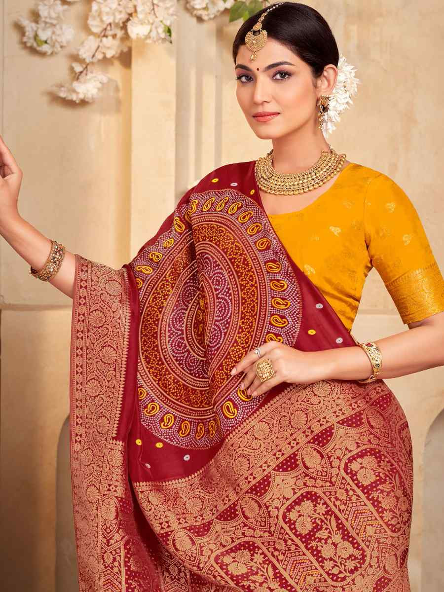 Red Silk Handwoven Festival Wedding Fancy Heavy Border Saree