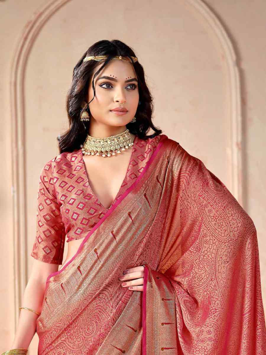 Red Silk Handwoven Festival Wedding Fancy Heavy Border Saree