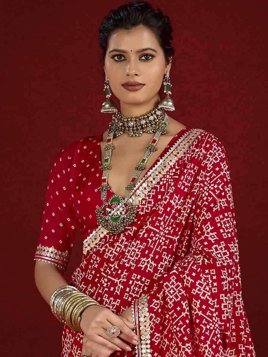 Red Silk Handwoven Festival Wedding Fancy Heavy Border Saree
