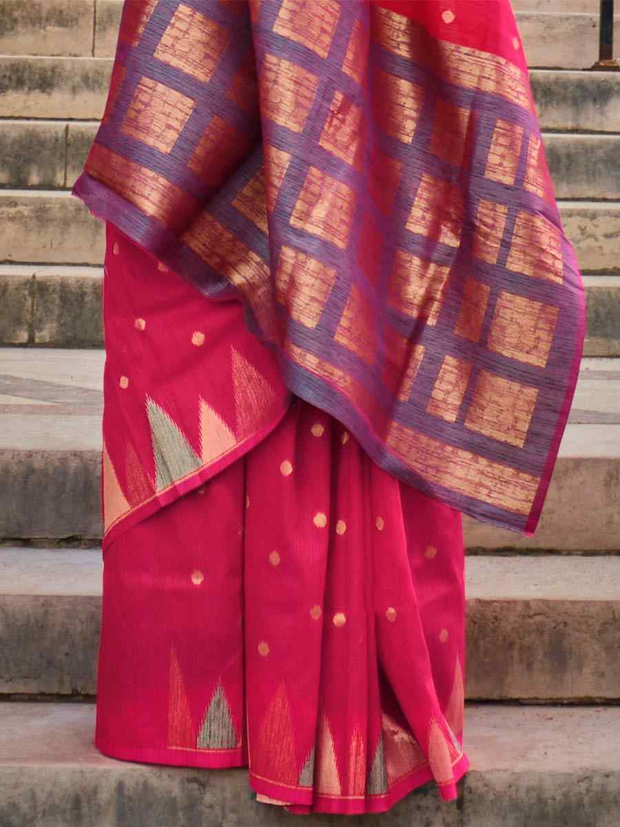 Red Silk Handwoven Wedding Festival Heavy Border Saree