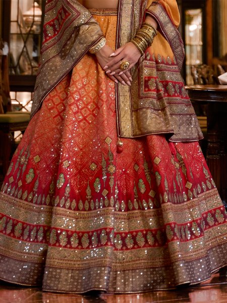 Red Smooth Rajvadi Silk Embroidered Bridal Wedding Heavy Border Lehenga Choli