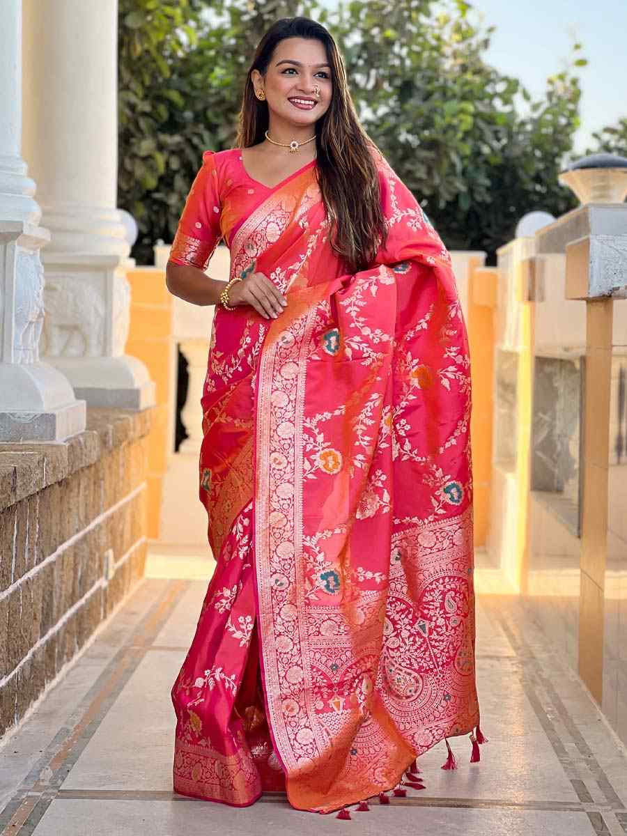 Red Soft Banarashi Silk Handwoven Festival Wedding Fancy Heavy Border Saree