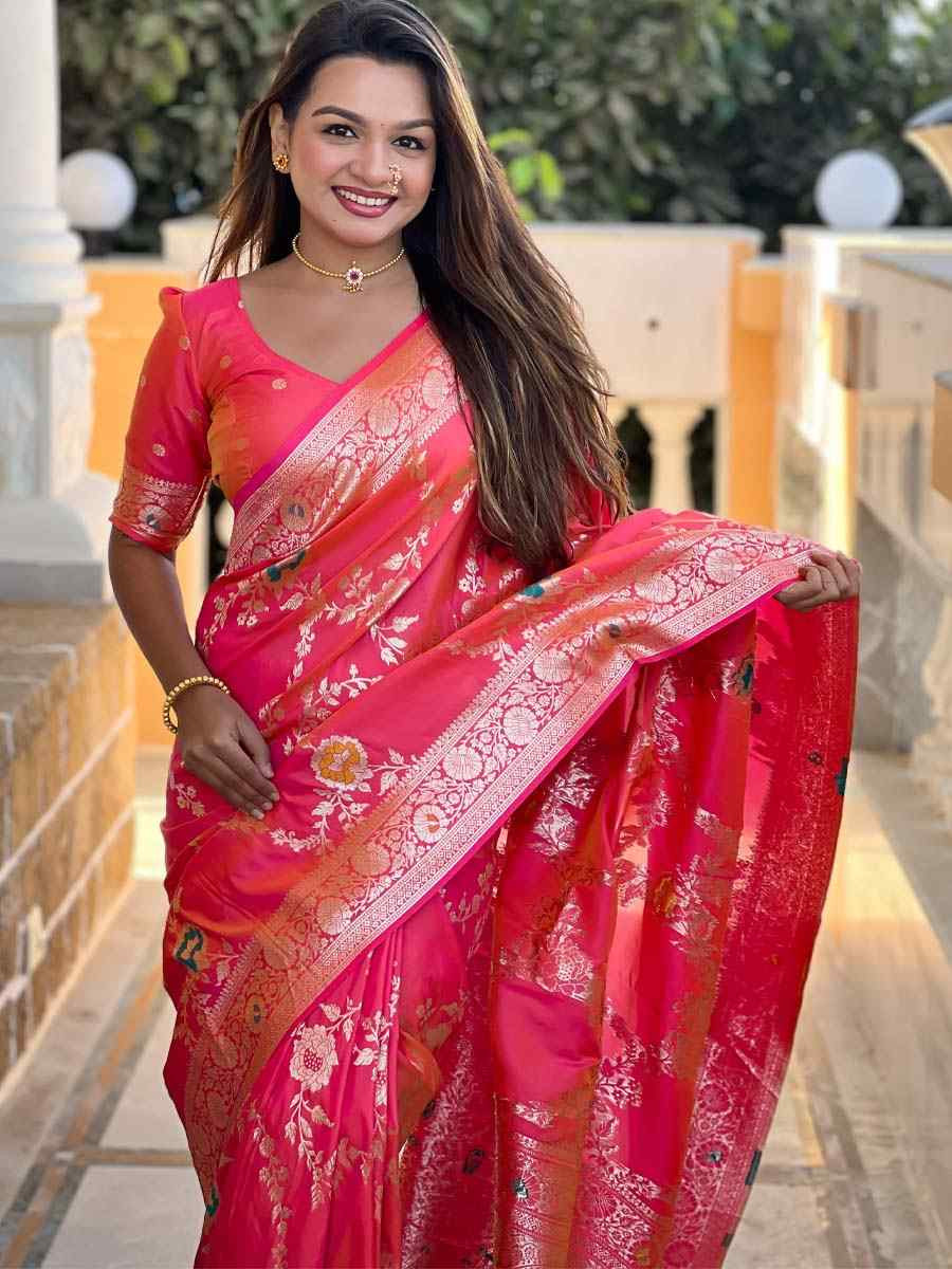 Red Soft Banarashi Silk Handwoven Festival Wedding Fancy Heavy Border Saree