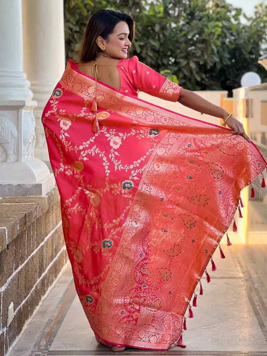 Red Soft Banarashi Silk Handwoven Festival Wedding Fancy Heavy Border Saree