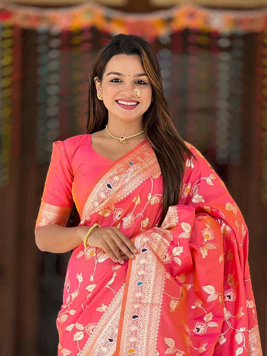 Red Soft Banarashi Silk Handwoven Festival Wedding Fancy Heavy Border Saree