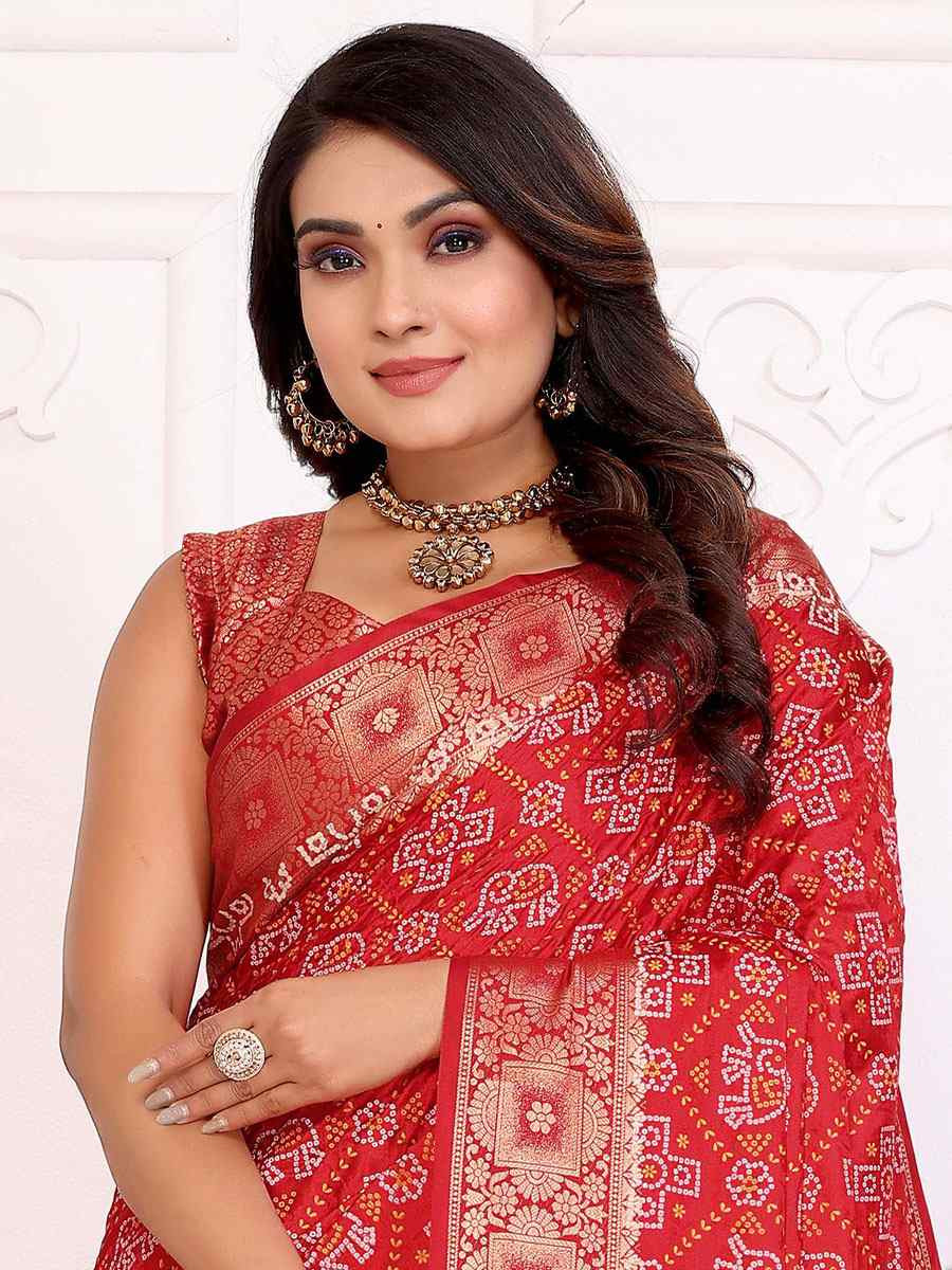 Red Soft Satin Silk Handwoven Festival Wedding Fancy Heavy Border Saree