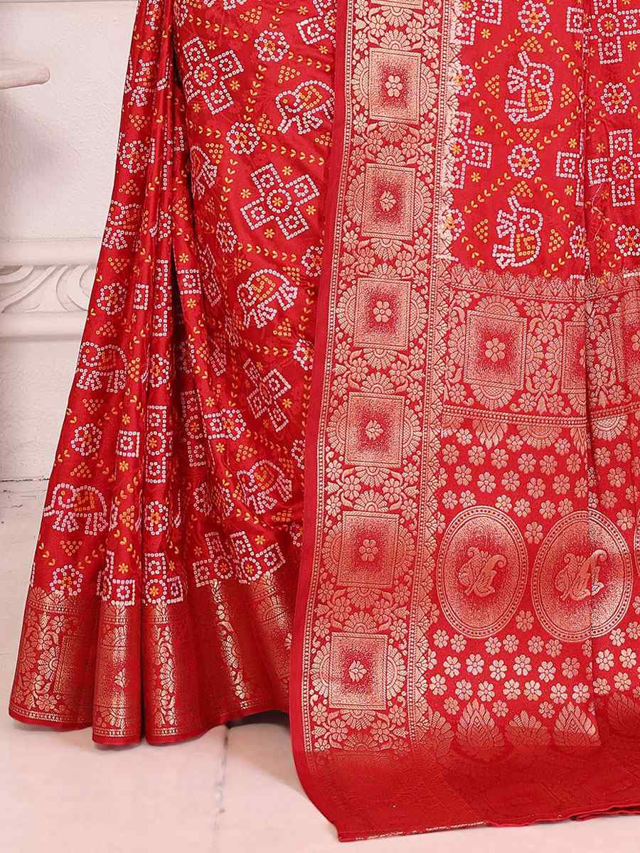 Red Soft Satin Silk Handwoven Festival Wedding Fancy Heavy Border Saree