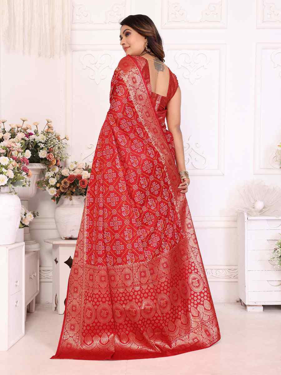 Red Soft Satin Silk Handwoven Festival Wedding Fancy Heavy Border Saree
