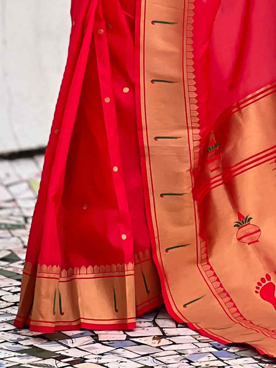 Red Soft Silk Handwoven Casual Reception Festival Wedding Fancy Classic Style Sarees