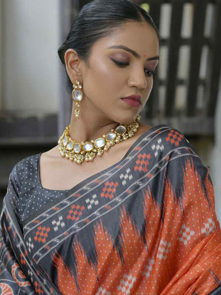 Red Soft Tussar Silk Printed Traditional Bridal Reception Festival Wedding Fancy Heavy Border Saree