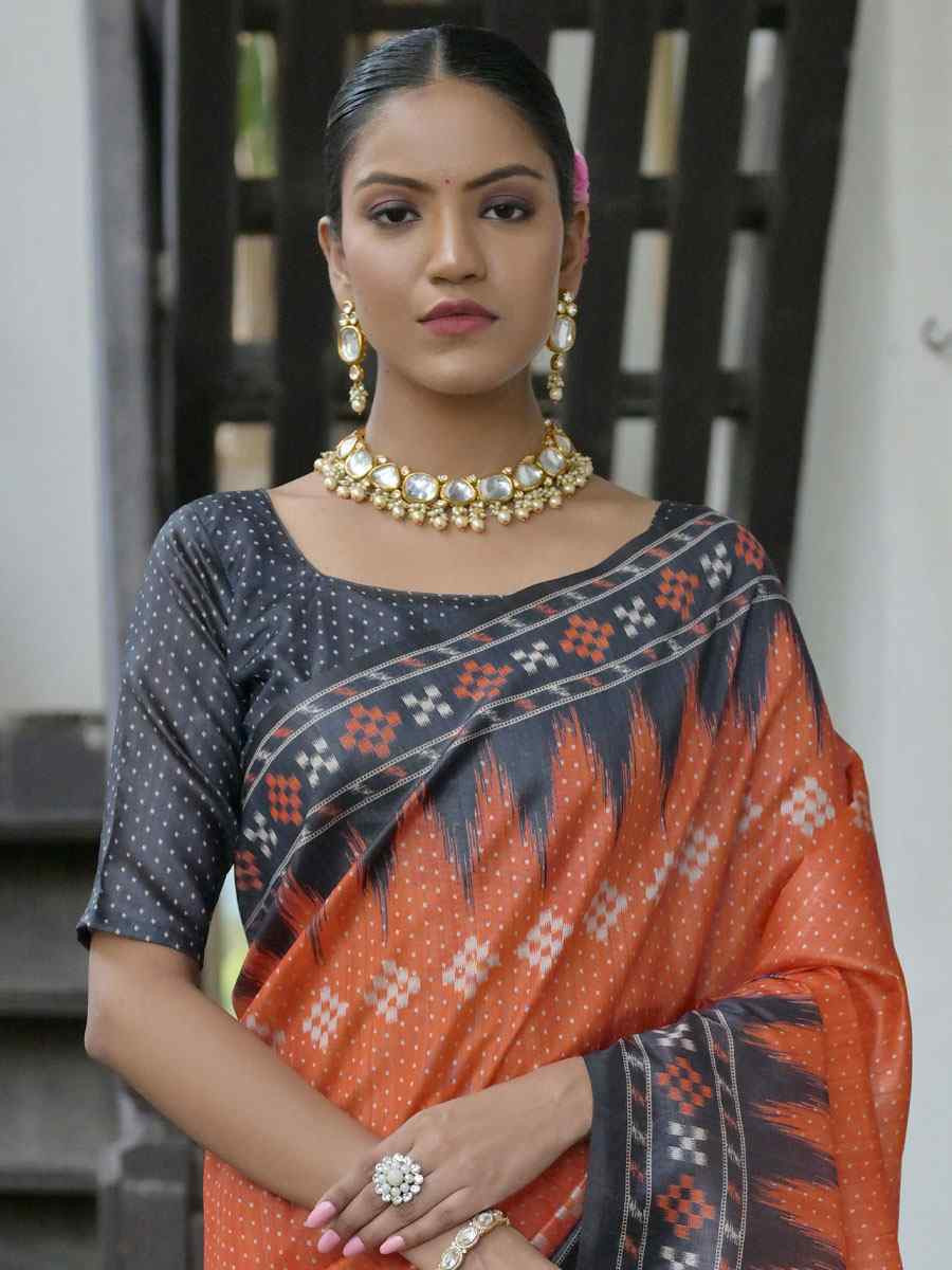 Red Soft Tussar Silk Printed Traditional Bridal Reception Festival Wedding Fancy Heavy Border Saree