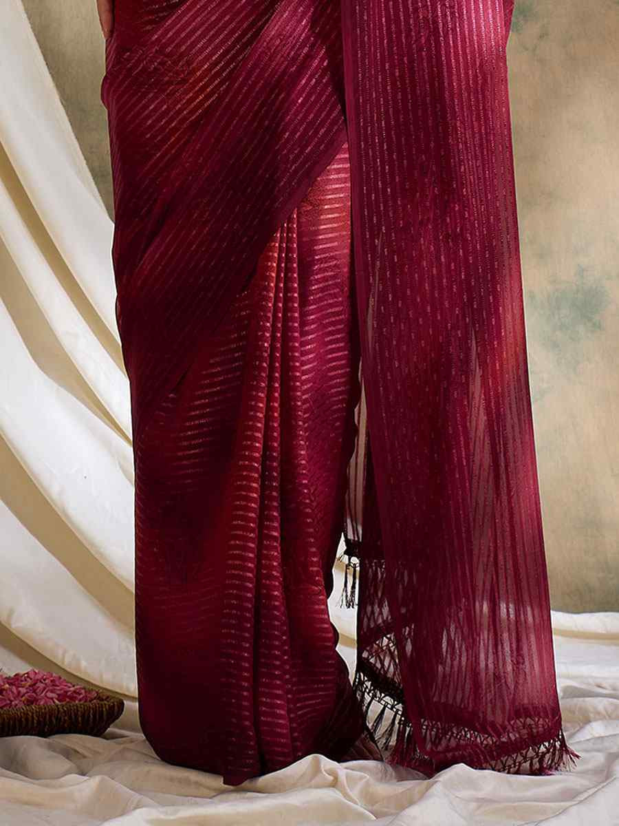 Red Sparkle Lining Silk Printed Casual Reception Festival Wedding Fancy Classic Style Sarees