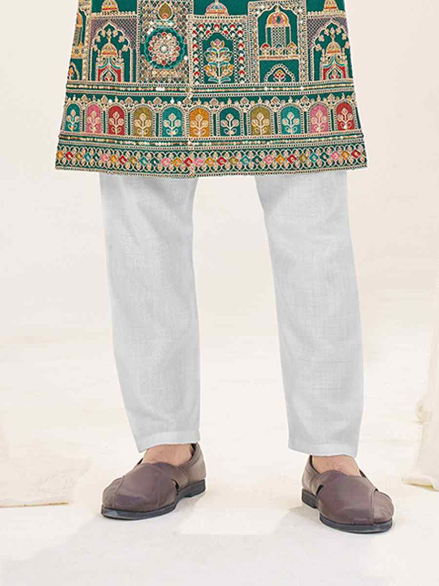 Red Star Georgette Embroidery Festival Wedding Party Kurta