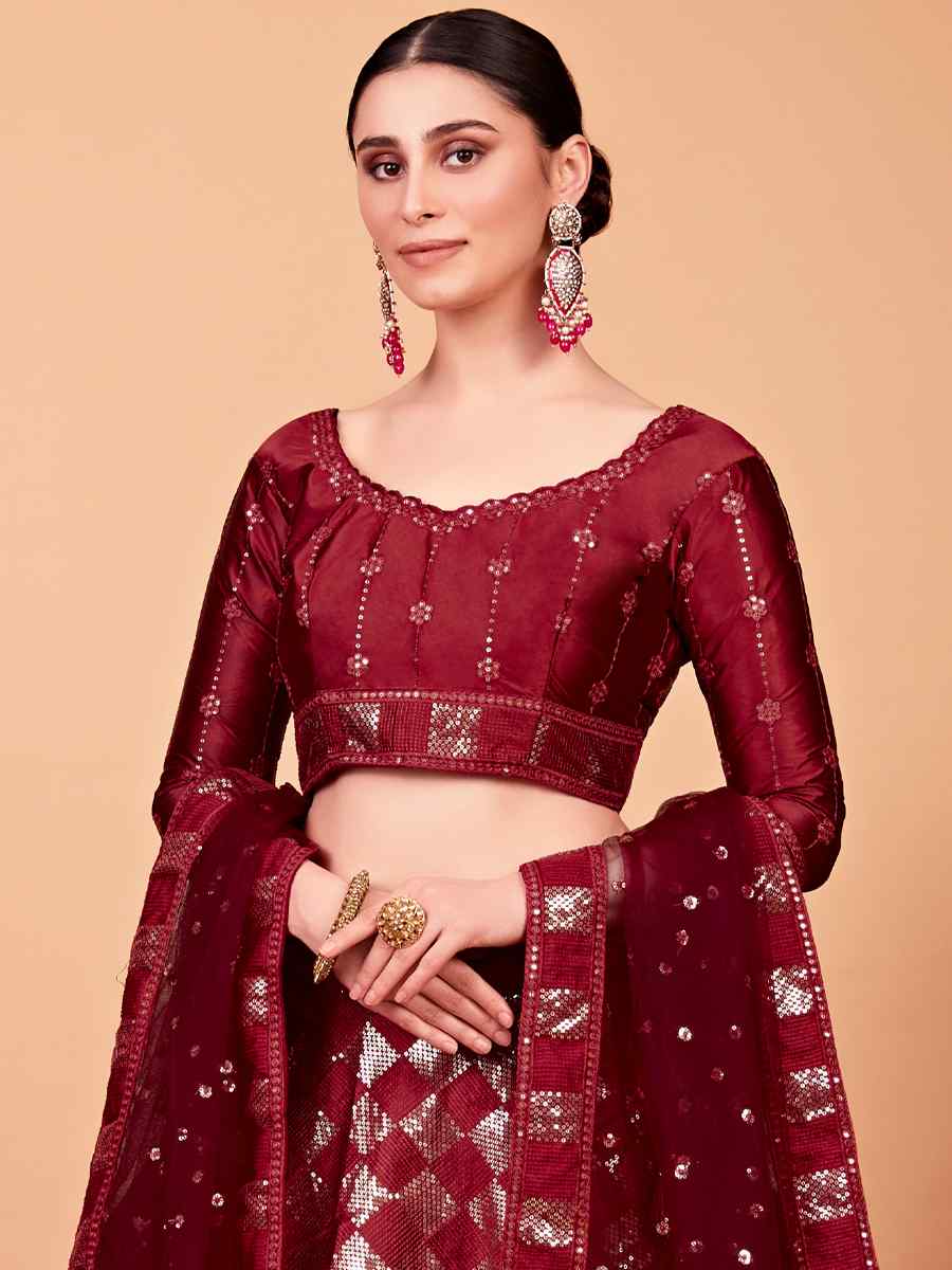 Red Tebi Silk Embroidered Festival Wedding Circular Lehenga Choli