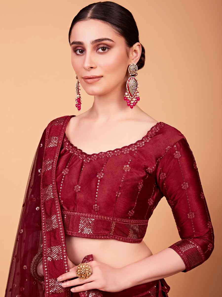 Red Tebi Silk Embroidered Festival Wedding Circular Lehenga Choli