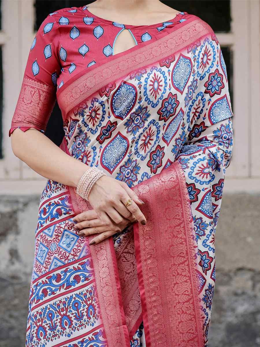 Red Tussar Silk Zari Handwoven Printed Casual Reception Festival Wedding Fancy Heavy Border Saree