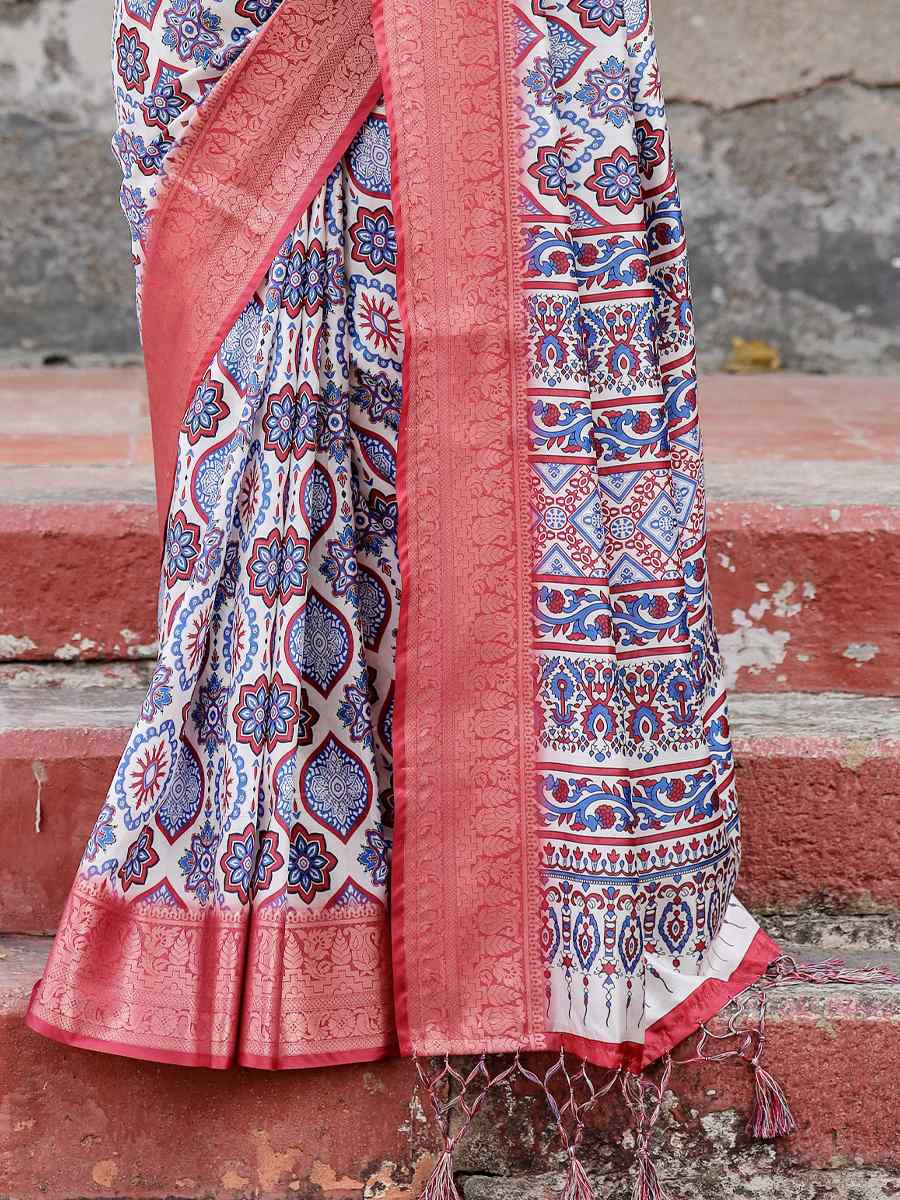 Red Tussar Silk Zari Handwoven Printed Casual Reception Festival Wedding Fancy Heavy Border Saree