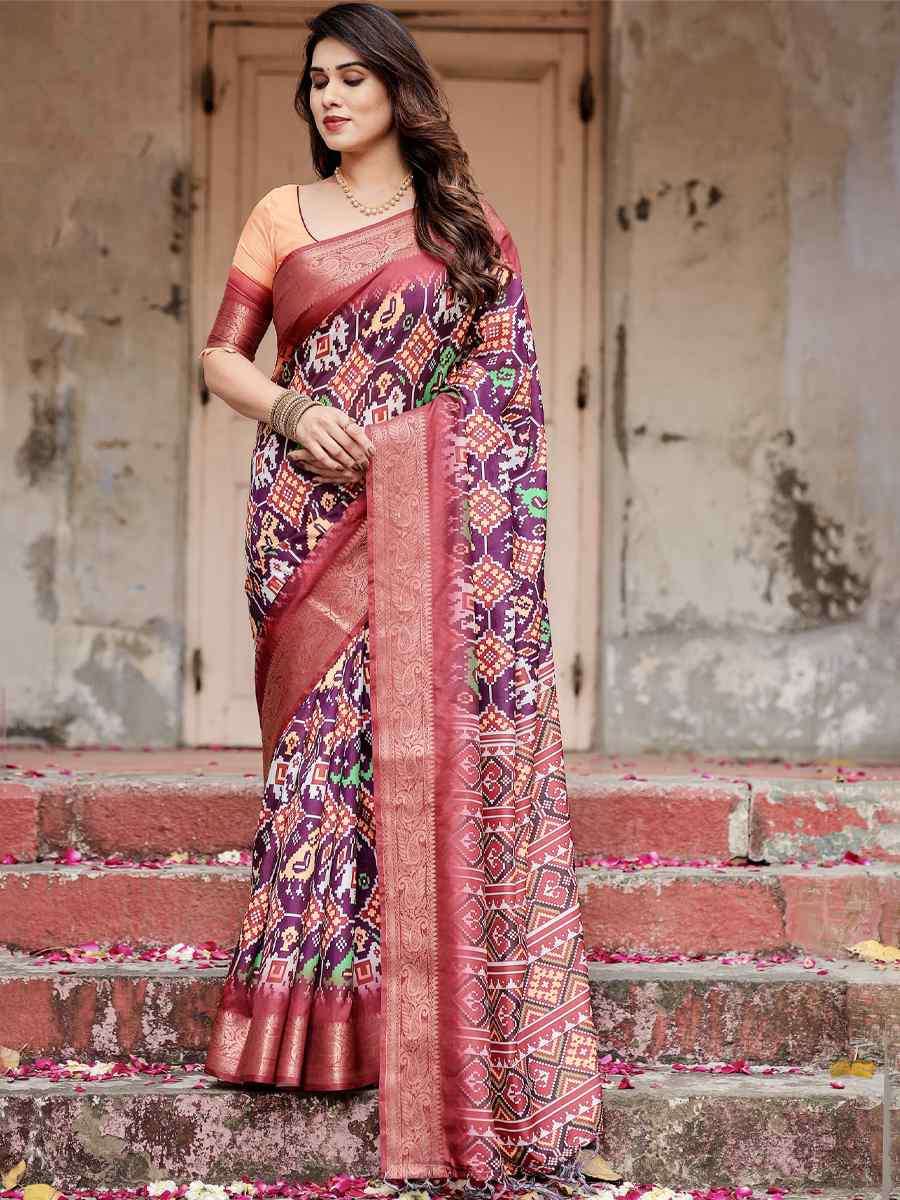 Red Tussar Silk Zari Handwoven Printed Casual Reception Festival Wedding Fancy Heavy Border Saree
