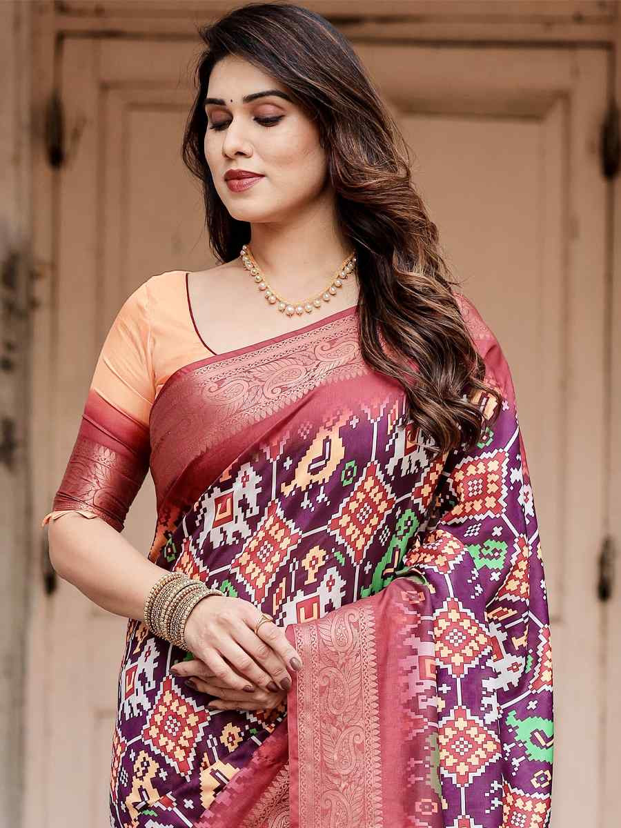 Red Tussar Silk Zari Handwoven Printed Casual Reception Festival Wedding Fancy Heavy Border Saree
