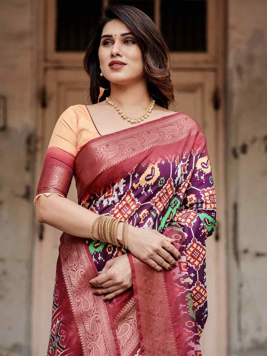 Red Tussar Silk Zari Handwoven Printed Casual Reception Festival Wedding Fancy Heavy Border Saree