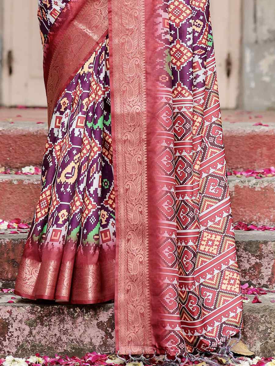 Red Tussar Silk Zari Handwoven Printed Casual Reception Festival Wedding Fancy Heavy Border Saree