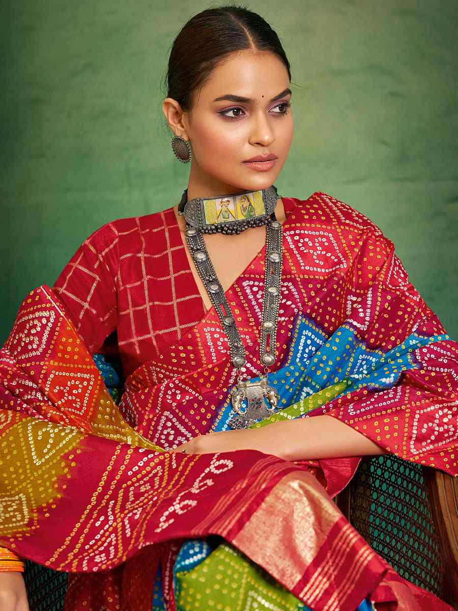 Red Velvet Tussar Silk Printed Causal Reception Festival Wedding Fancy Classic Style Saree