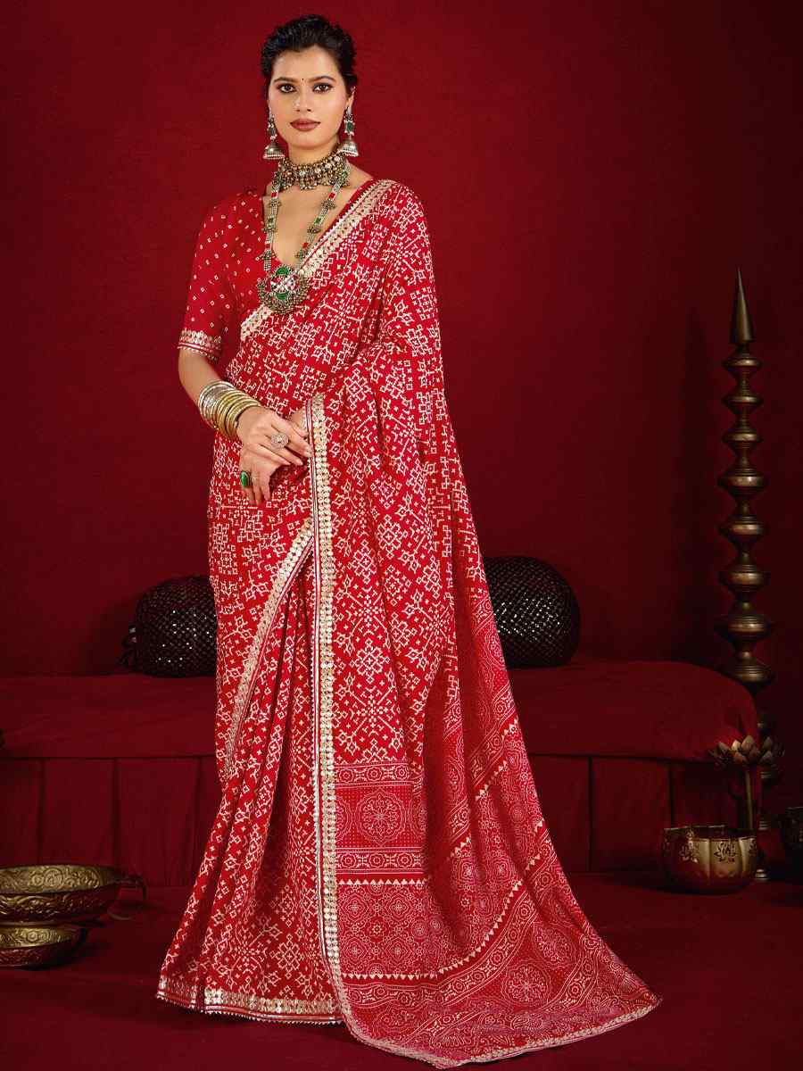 Red Velvet Tussar Silk Printed Embroidery Casual Reception Festival Wedding Fancy Classic Style Sarees