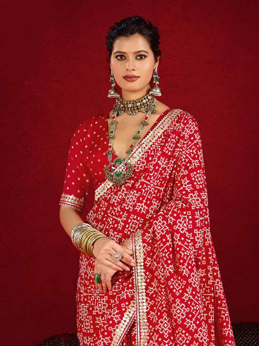 Red Velvet Tussar Silk Printed Embroidery Casual Reception Festival Wedding Fancy Classic Style Sarees