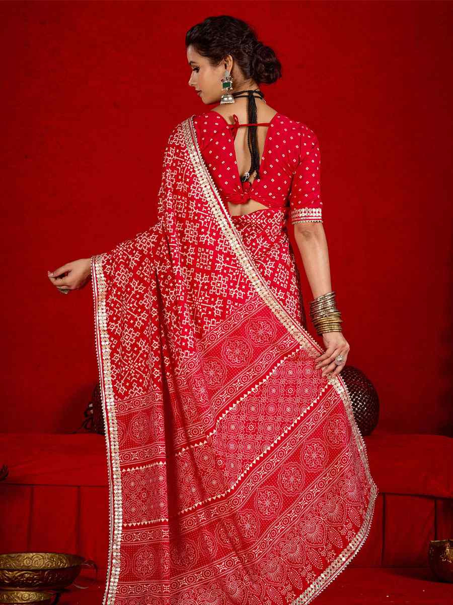 Red Velvet Tussar Silk Printed Embroidery Casual Reception Festival Wedding Fancy Classic Style Sarees