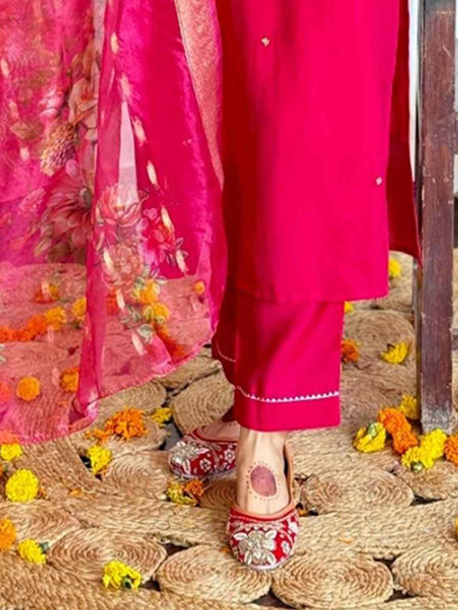 Red Viscose Embroidery Party Wedding Festival Casual Ready Pant Salwar Kameez