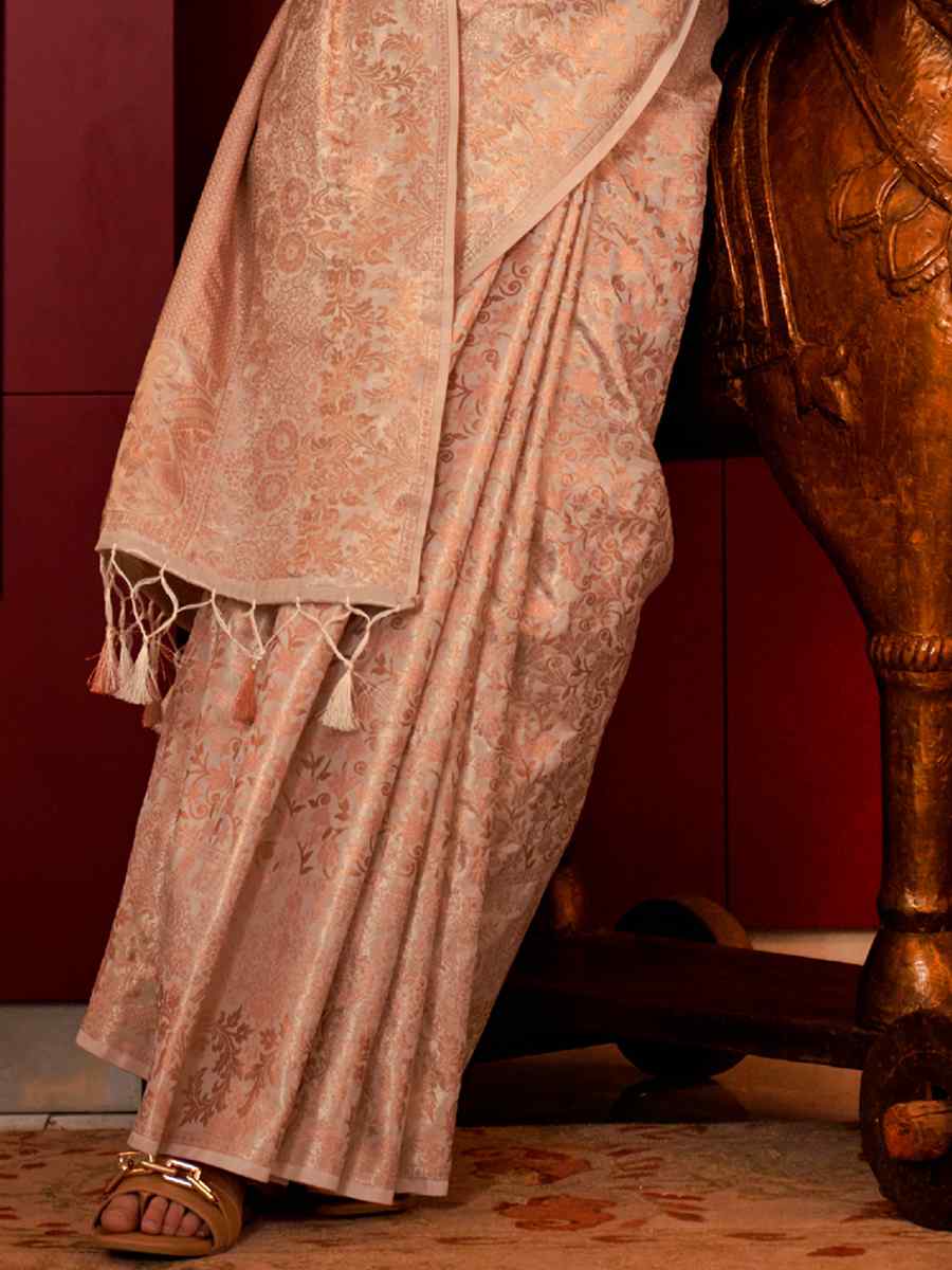 Romantic Pink Handloom Silk Handwoven Wedding Festival Heavy Border Saree