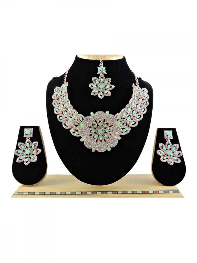 Rose Mehendi Alloy Festival Wear Diamonds Necklace