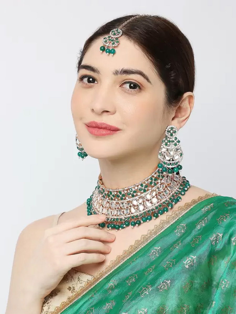 Rosegreen Alloy Festival Wear Kundan Necklace