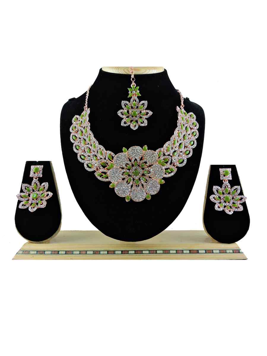 RoseMaroon Alloy Festival Wear Diamonds Necklace