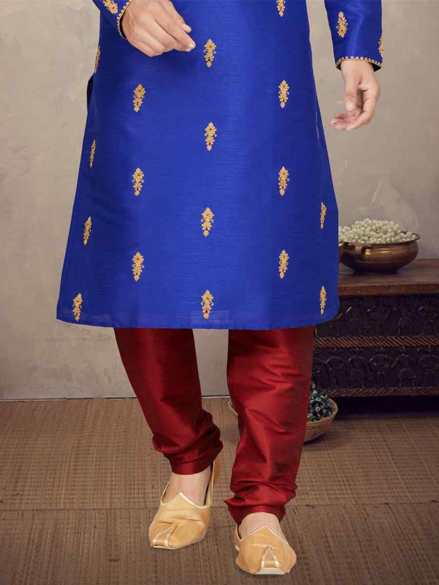 Royal Blue Art Silk Woven Festival Mehendi Kurta