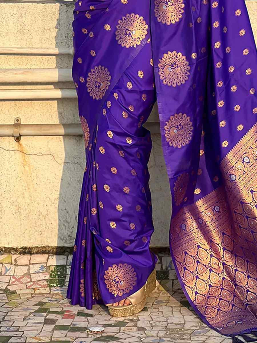 Royal Blue Banarasi Silk Handwoven Festival Wedding Fancy Heavy Border Saree