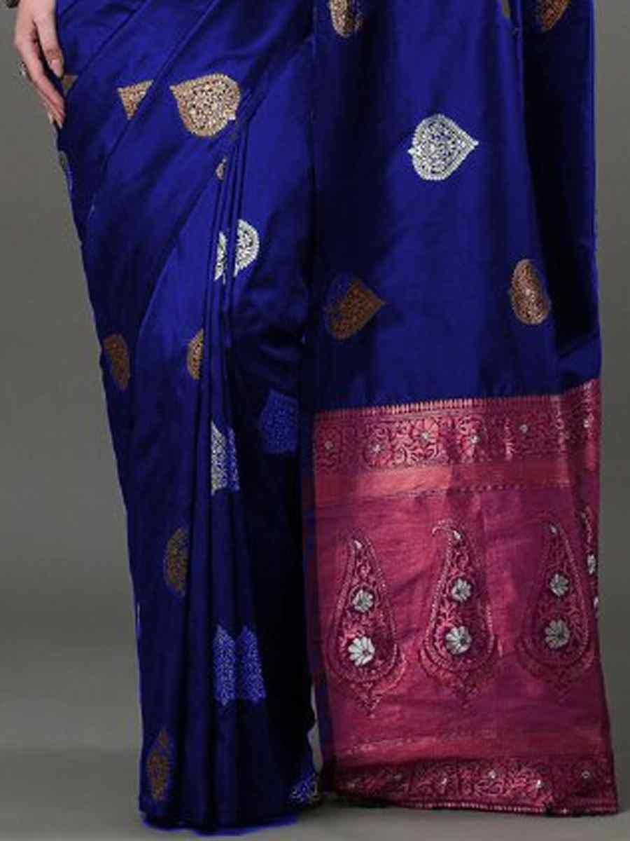 Royal Blue Banarasi Soft Silk Handwoven Casual Festival Classic Style Saree