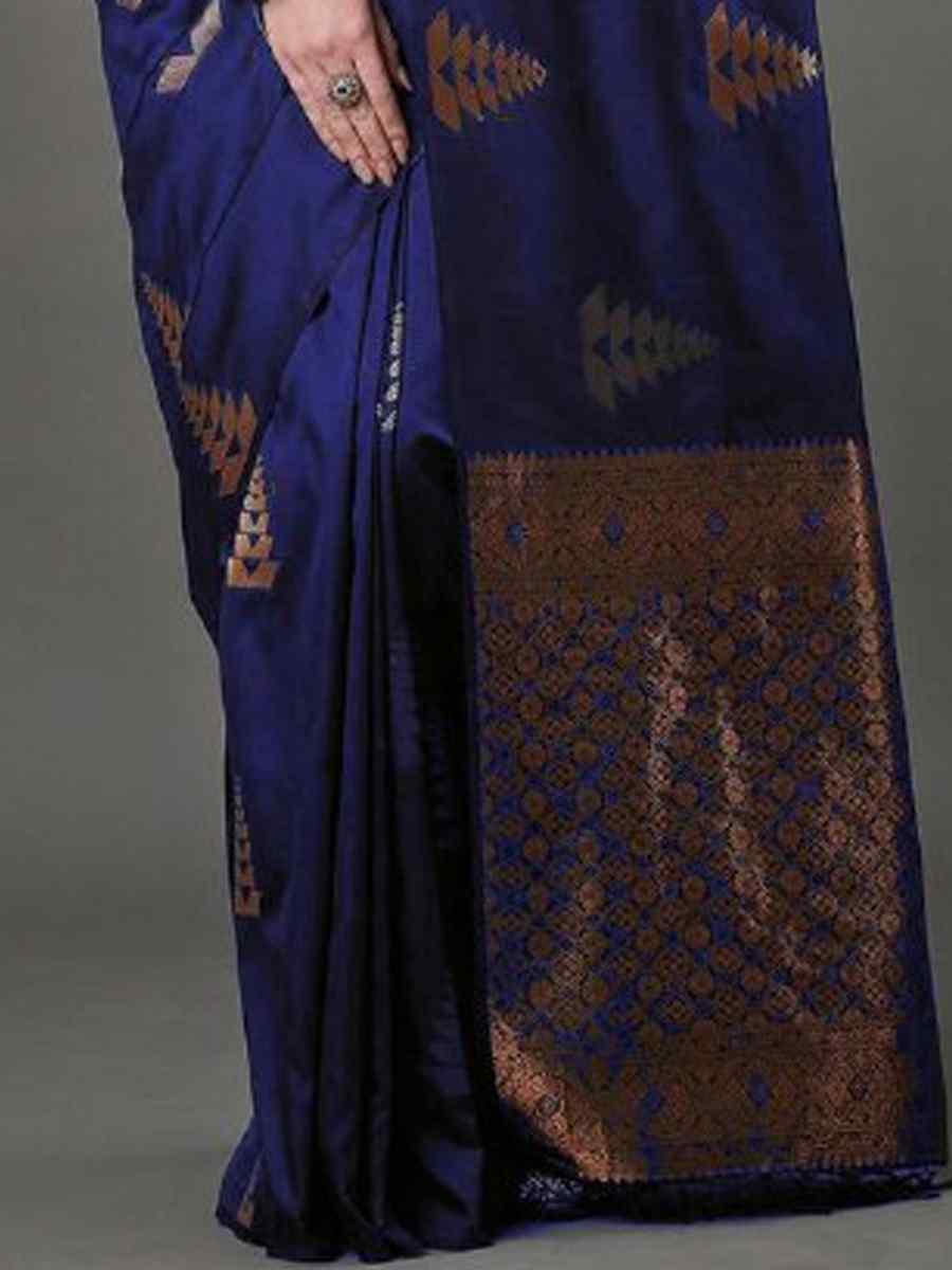 Royal Blue Banarasi Soft Silk Handwoven Casual Festival Classic Style Saree