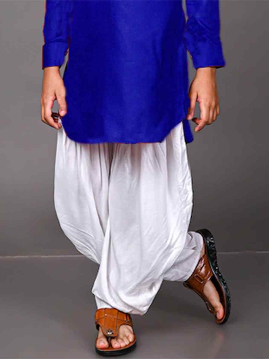 Royal Blue Dupion Silk Brocade Festival Traditional Kurta Dhoti Boys Wear