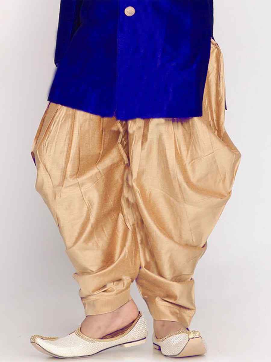 Royal Blue Dupion Silk Brocade Festival Traditional Kurta Dhoti Boys Wear