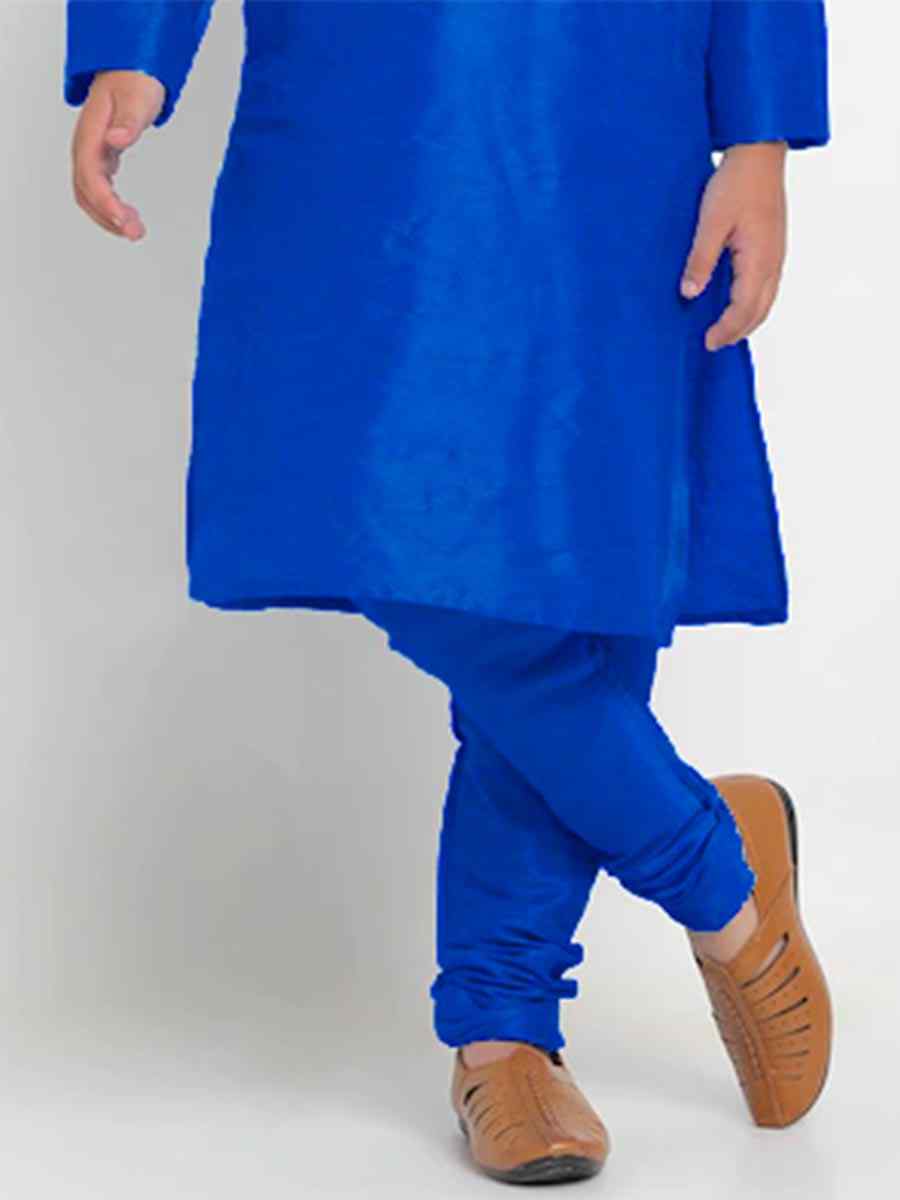 Royal Blue Dupion Silk Brocade Festival Traditional Kurta Pyjama Boys Wear