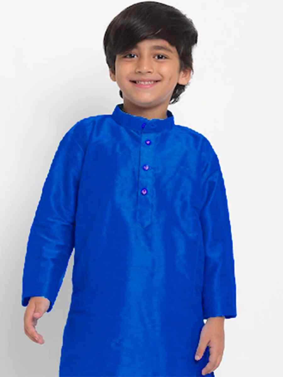 Royal Blue Dupion Silk Brocade Festival Traditional Kurta Pyjama Boys Wear