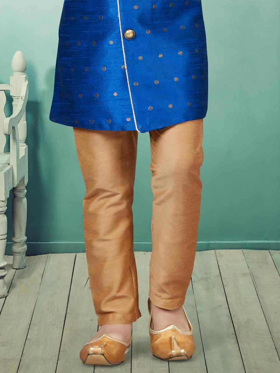 Royal Blue Malbari Booti Embroidered Party Festival Kurta Pyjama Boys Wear
