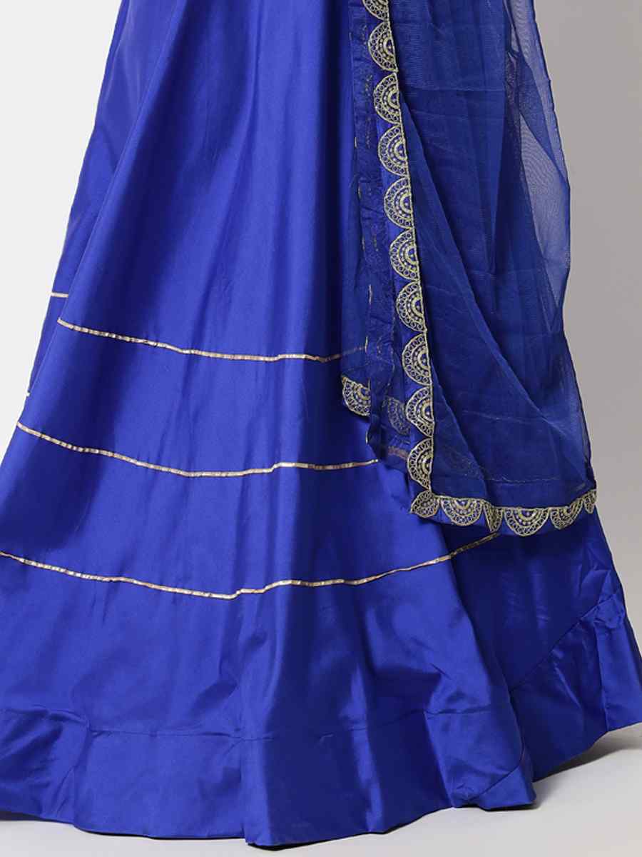 Royal Blue Satin Zari Mehendi Festival Circular Lehenga Choli