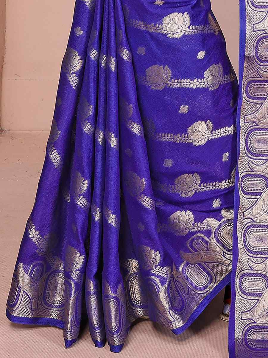 Royal Blue Soft Georgette Silk Handwoven Festival Wedding Fancy Heavy Border Saree
