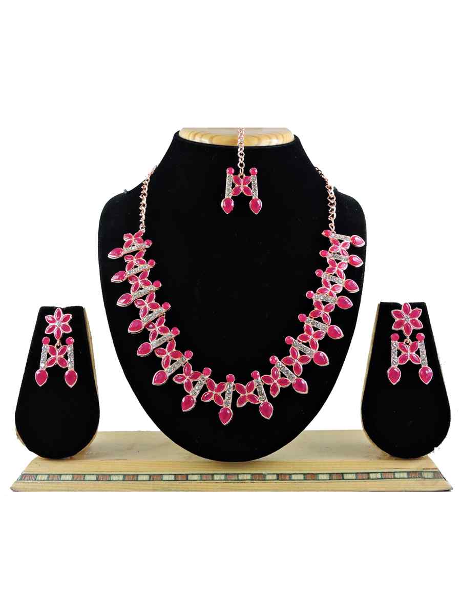 Ruby Alloy Festival Wear Diamonds Necklace