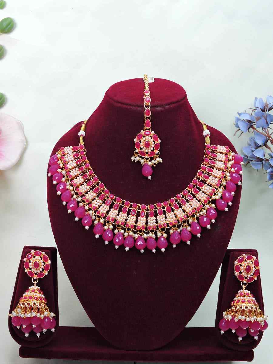 Ruby Alloy Metal Festival Wear Kundan Necklace