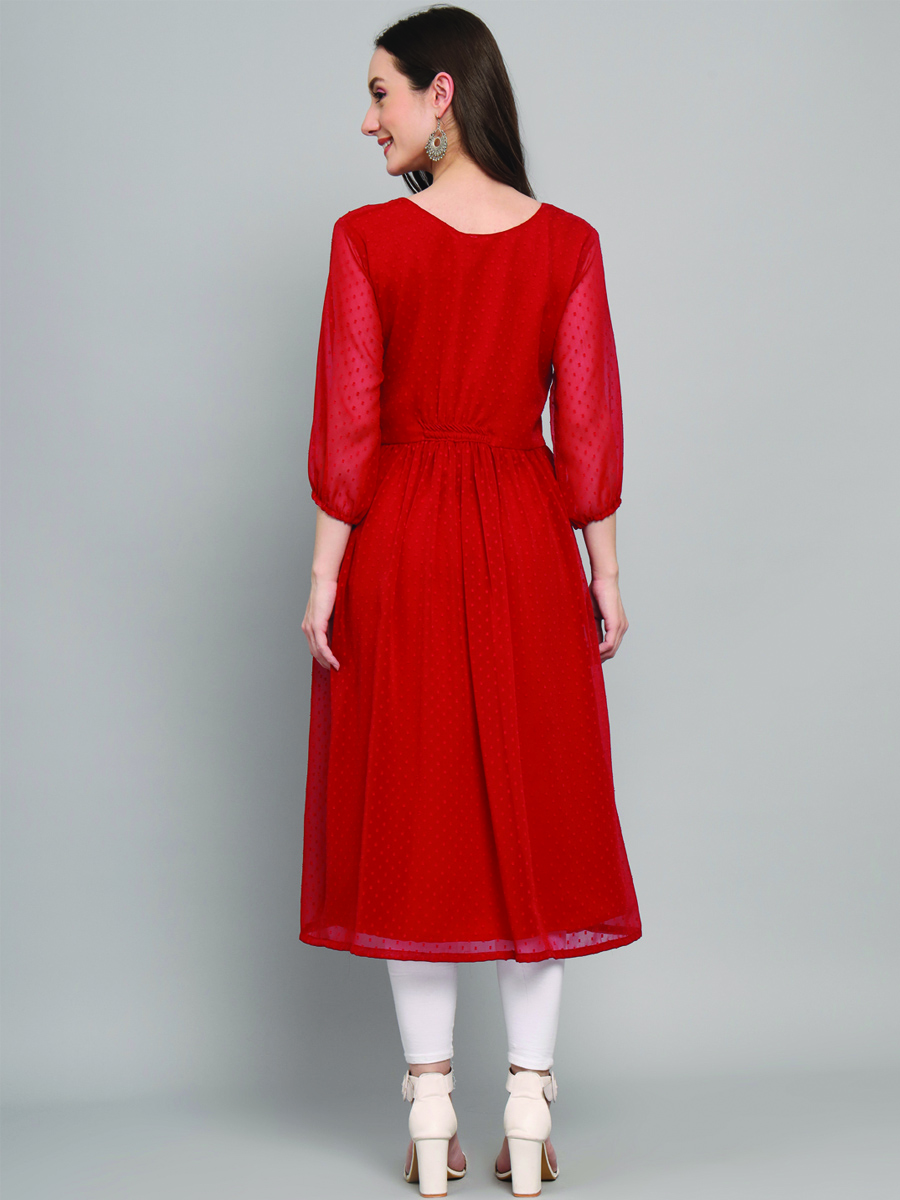 Peace Fashion Women's Georgette Fabric Black Color Kurti (Size-M|Plain Gown)  : Amazon.in: Fashion